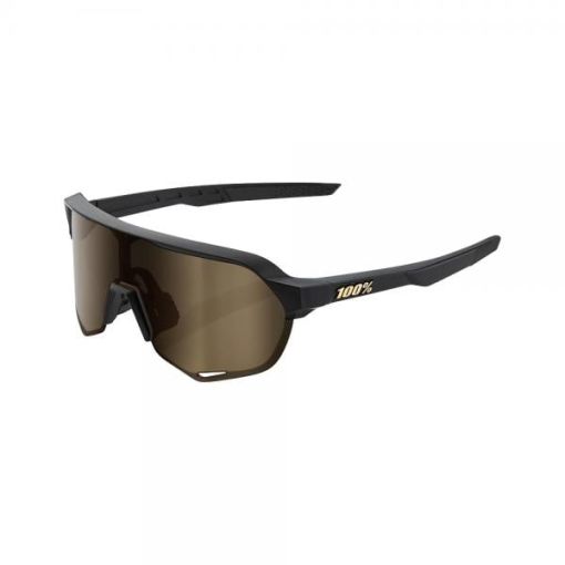 100% OCCHIALI S2 MATTE BLACK SOFT GOLD MIRROR LENS